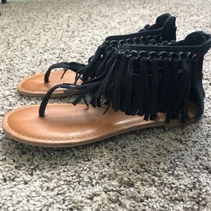 Naughty Monkey Black Fringe Sandal